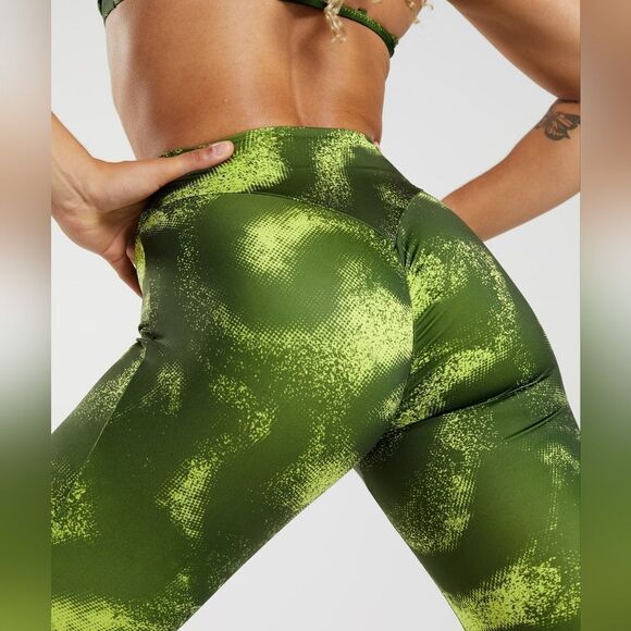 Gymshark GS Power Regular Leggings Size M in Green/Moss Olive Print NWT in packa - Picture 5 of 9
